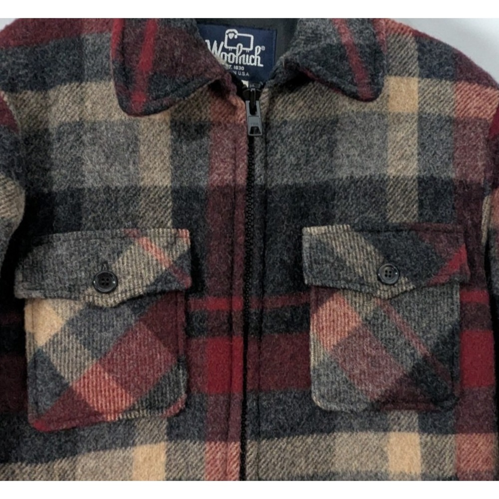 Vintage (80s) Woolrich Plaid Wool Blend Coat Jacket 16056 Small Made USA Rugged - Picture 7 of 9